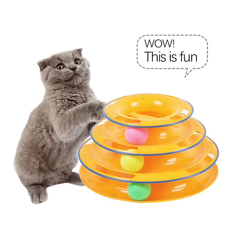 2023 Top Sell Cat Interactive Toys Funny Indoor Cat Turntable Ball Toy Puzzle Colorful Bell Balls Cat Turntable