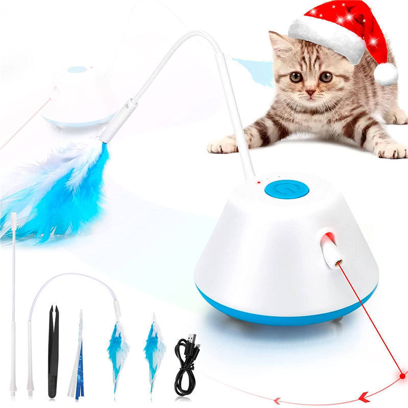 Upgraded Cat Laser Toy Automatic Electric Cat Teasing Toy for Playing Hot Sale Feather Cat Interactive Toy