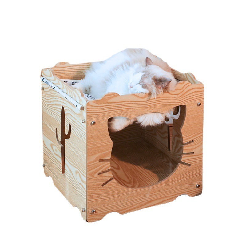 Pet Cat Bed Removable Sleeping Bag Hammock Beds for Lounger Wooden Cats House Winter Warm Pets Bed Small Dogs Sofa Mat