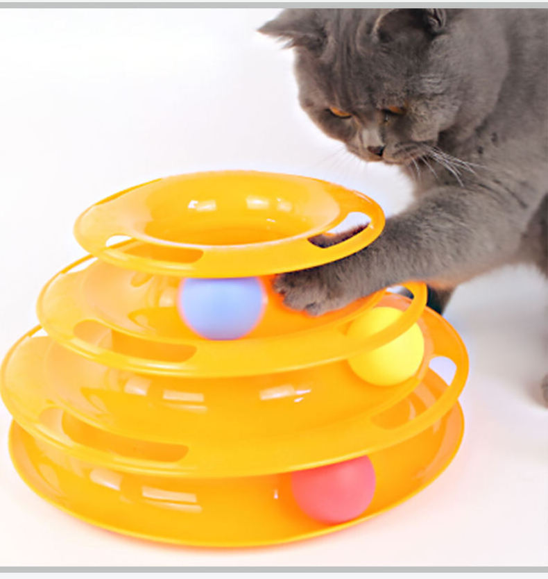 2023 Top Sell Cat Interactive Toys Funny Indoor Cat Turntable Ball Toy Puzzle Colorful Bell Balls Cat Turntable