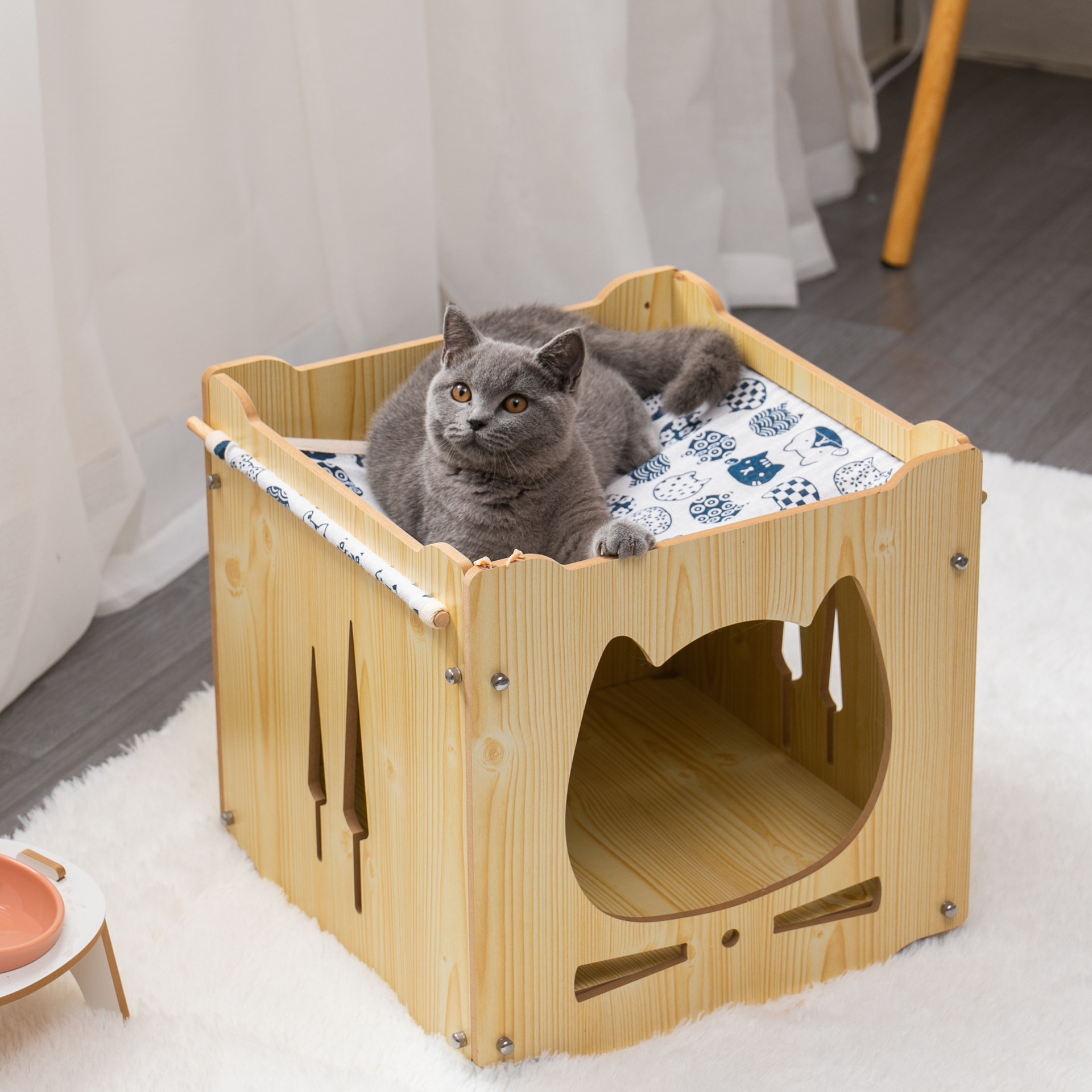 Pet Cat Bed Removable Sleeping Bag Hammock Beds for Lounger Wooden Cats House Winter Warm Pets Bed Small Dogs Sofa Mat