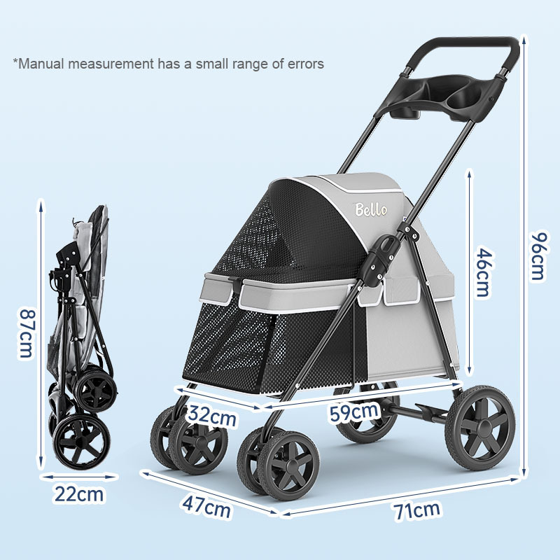 Bello Dog Stroller for Small Dogs Jogging Stroller for Dogs Lightweight Cat Stroller Portable Trolley 4 Wheels