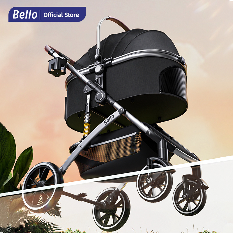 Luxury High quality Detachable pet dog stroller safety pet travel with 4 Wheels large trolley