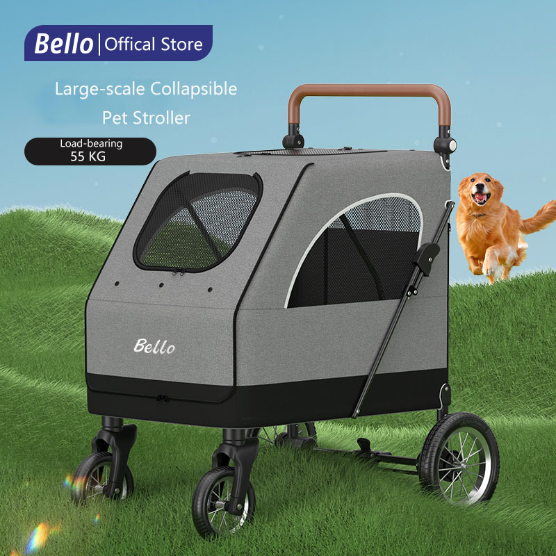 Bello pet stroller Manufacture large for big dog safety outdoor walking travel foldable trolley