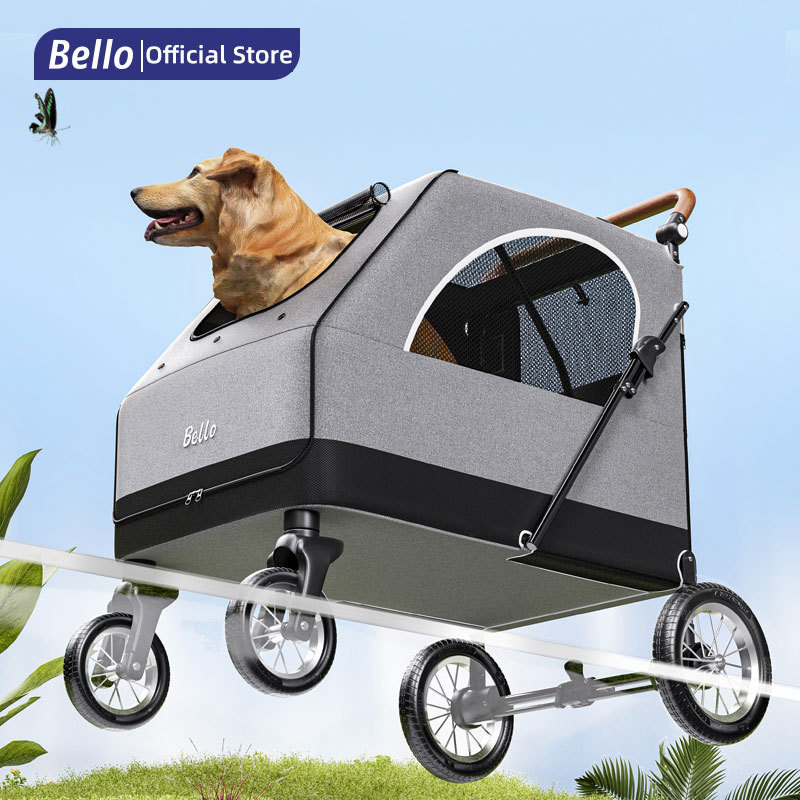 Bello pet stroller Manufacture large for big dog safety outdoor walking travel foldable trolley