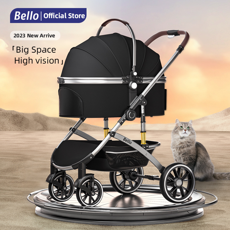 Luxury High quality Detachable pet dog stroller safety pet travel with 4 Wheels large trolley