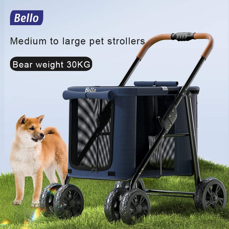 Bello Large Stroller Wagon for Cats One Hand Folding, Larger Dog Stroller UK by Easy Folding, Pet Stroller for 2 Dogs