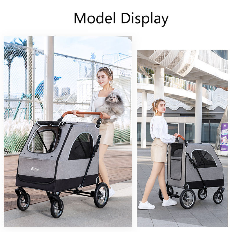 Bello pet stroller Manufacture large for big dog safety outdoor walking travel foldable trolley