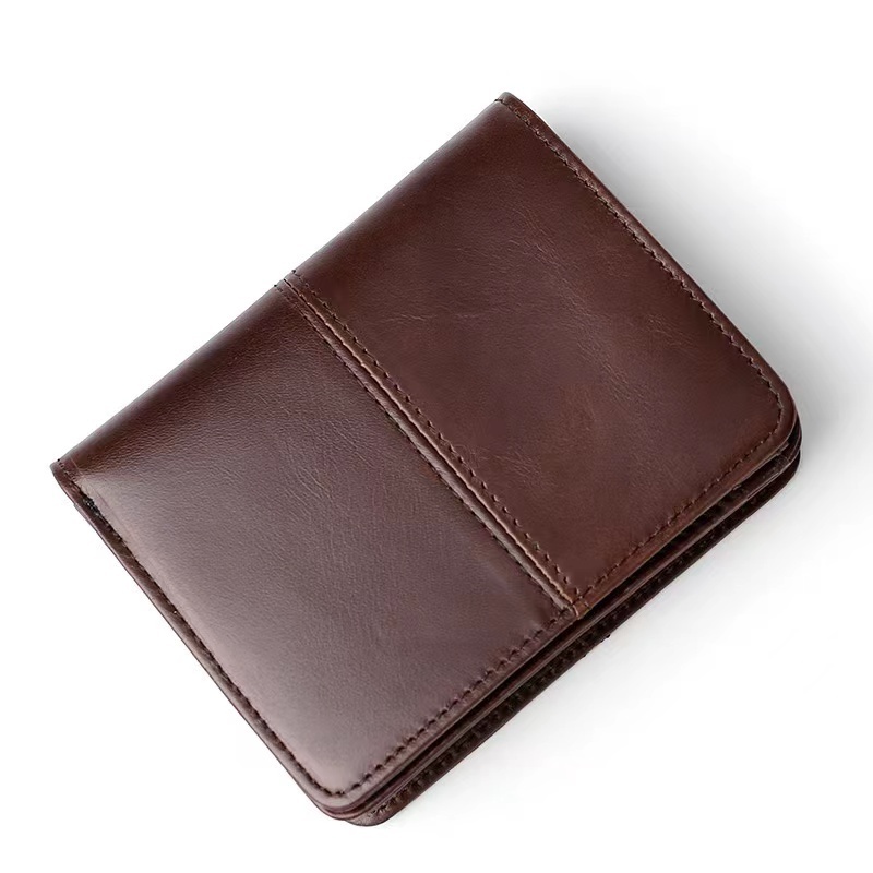 Genuine Leather Wallet Ultra-Light Wear-Resistant RFID Scanning Men's Money Clip Short Coin Purse High-Quality Card Holder