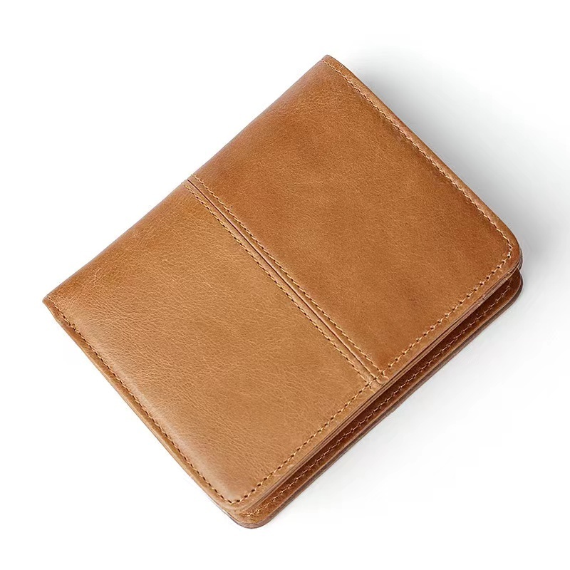 Genuine Leather Wallet Ultra-Light Wear-Resistant RFID Scanning Men's Money Clip Short Coin Purse High-Quality Card Holder