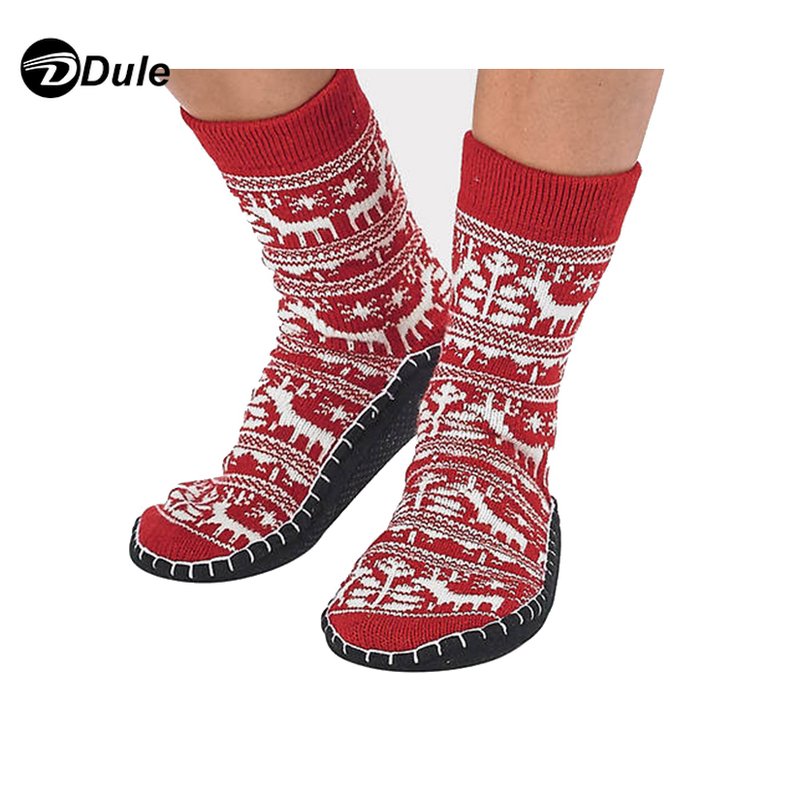 DL-I-1143 slipper socks with rubber sole for adults slipper socks with rubber sole fashionable knitted floor socks