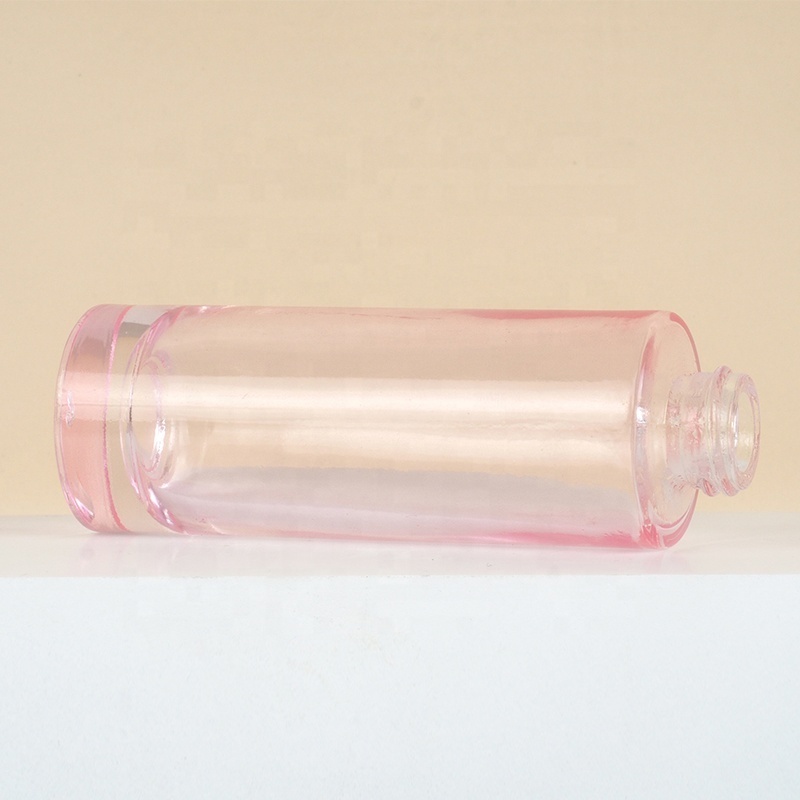 Clear frosted Heart Foundation Liquid Bottle 30ml Cosmetic pink glass dispenser portable travel lotion bottle