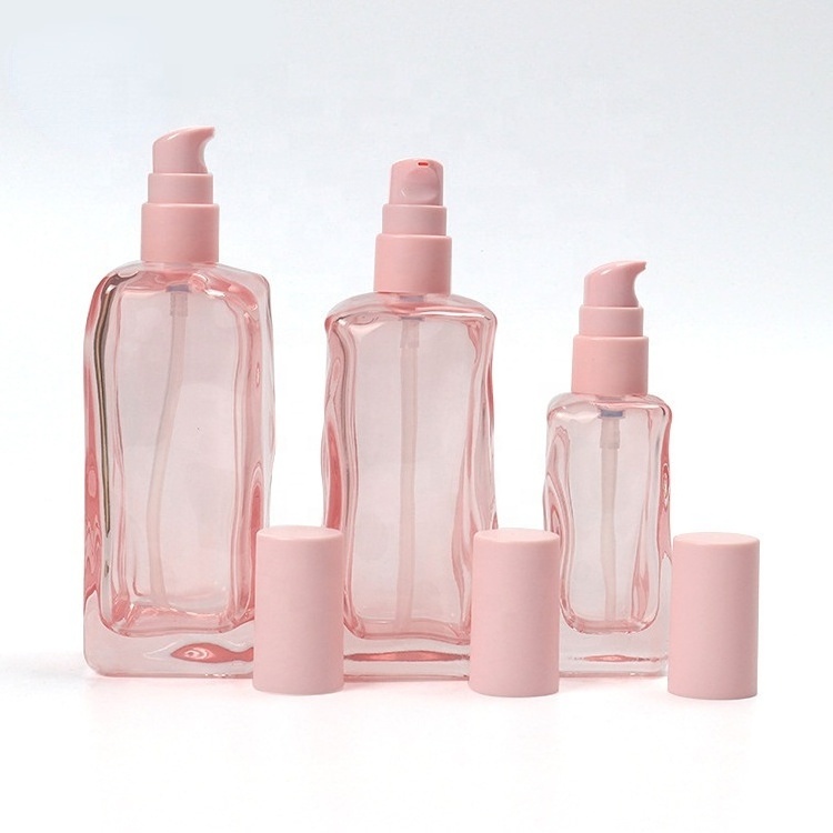 40ml 120ml 150ml pink cosmetic skincare packaging Bottle 50g Face Cream Glass Jar Eye Cream Glass Jar with cap