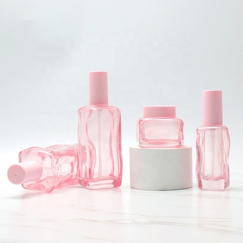 40ml 120ml 150ml pink cosmetic skincare packaging Bottle 50g Face Cream Glass Jar Eye Cream Glass Jar with cap