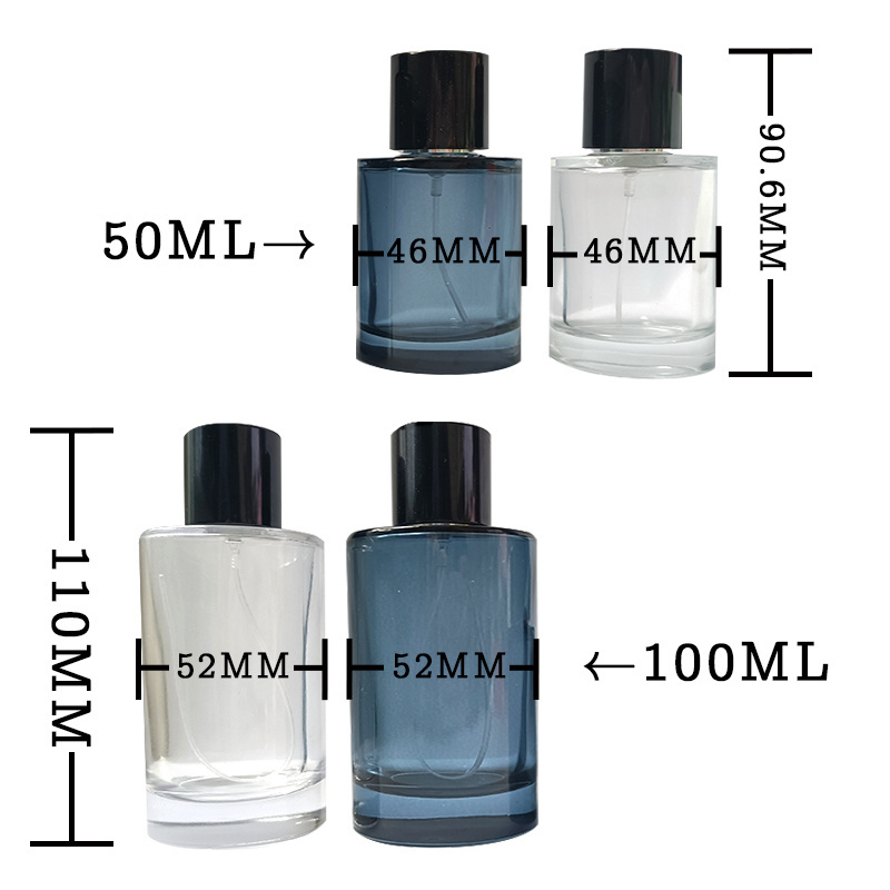 50ml 100ml Empty Perfume Bottle Cylinder Shape Perfume Glass Bottle Cosmetic Packaging Wholesale Cosmetics Screen Printing