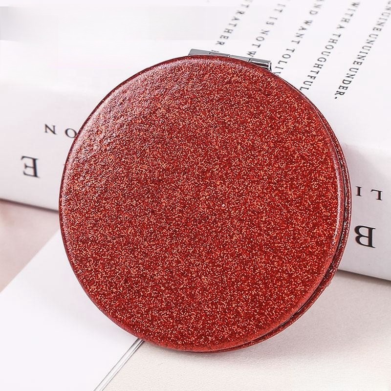 DL1231230 Bulk Blank Round Foldable Cute Mini Glitter Makeup Cosmetic Mirror Travel Glitter Pocket Compact Makeup Mirrors