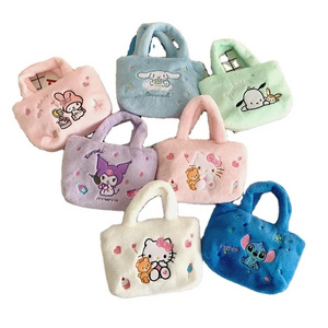 DOULUO Sanrioo Tote Handbags Kuromi Soft Cute Plush Bags Kawaii My Melody Top Selling Products 2023 Plush Bags