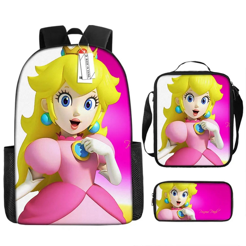 DOULUO Large School Bags Set Girls Children Backpack Kids Anime Peach Princess Printed Primary Mochila School Bagpack