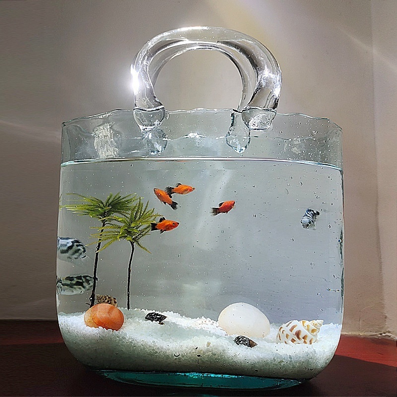 DL3452 New bag-style vase tote basket flower arrangement living room desktop home decoration Vase Glass Fish Tank