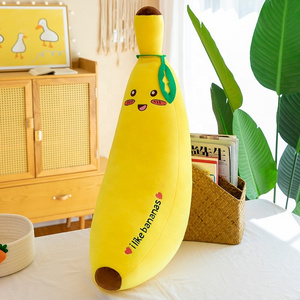 DL560 Hot selling Smiley face Yellow kawaii banana Fruit Doll pillow soft stuffed Long banana plush toy