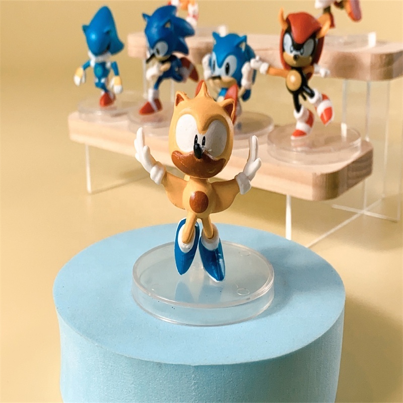 DL3402 6pcs/set 3D PVC Japanese Game Character Action Figure SONIC as Cake Decoration/Collectible Gifts for Friends in Birthday