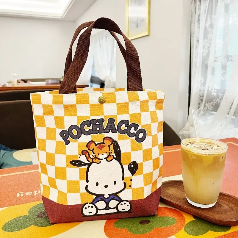 DOULUO Melody Small canvas Bag Cute Kuromi Girls Fashion tote bag Sanrioo student tutoring one-shoulder tote bag