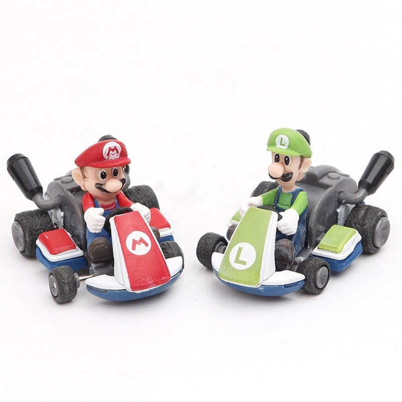 DL3522 Hot selling cartoon car 8pcs/set Marios kart toys mario luigi action figure pull-back vehicle for kids gift