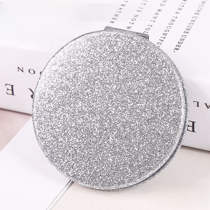 DL1231230 Bulk Blank Round Foldable Cute Mini Glitter Makeup Cosmetic Mirror Travel Glitter Pocket Compact Makeup Mirrors