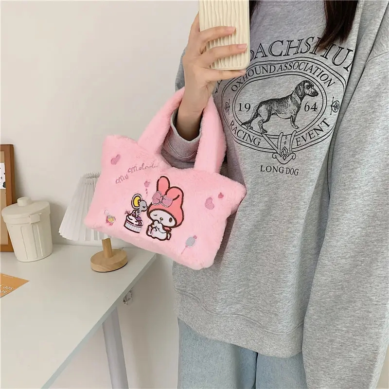 DOULUO Sanrioo Tote Handbags Kuromi Soft Cute Plush Bags Kawaii My Melody Top Selling Products 2023 Plush Bags