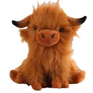 DL31153 Scottish Highland Yak Plush Toy Scottish Highland Yak Plush Toy Cute Brown Cow Plush Toy