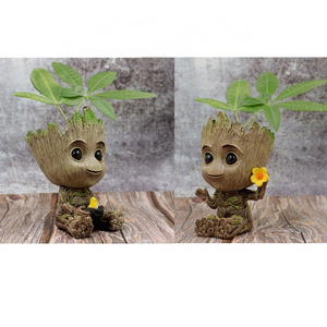 DOULUO indoor Flower Pot Baby Groot Face Planter Pots Cartoon Design Garden Succulent Bonsai Pots Balcony Decoration