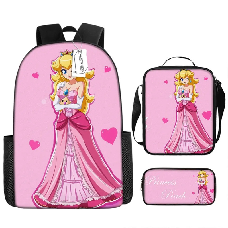 DOULUO Large School Bags Set Girls Children Backpack Kids Anime Peach Princess Printed Primary Mochila School Bagpack