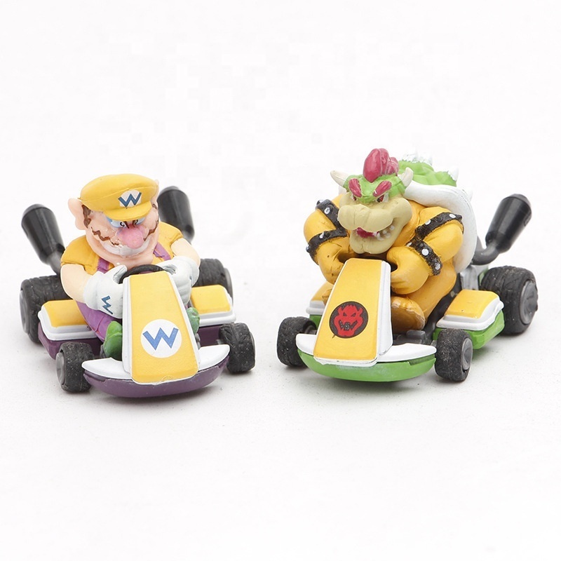 DL3522 Hot selling cartoon car 8pcs/set Marios kart toys mario luigi action figure pull-back vehicle for kids gift