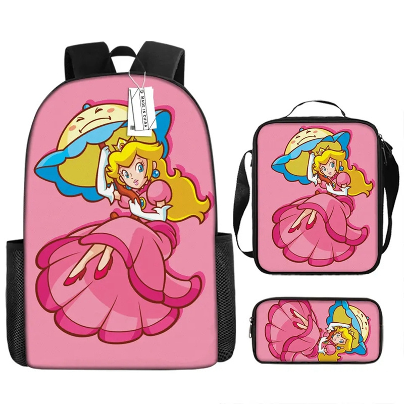 DOULUO Large School Bags Set Girls Children Backpack Kids Anime Peach Princess Printed Primary Mochila School Bagpack