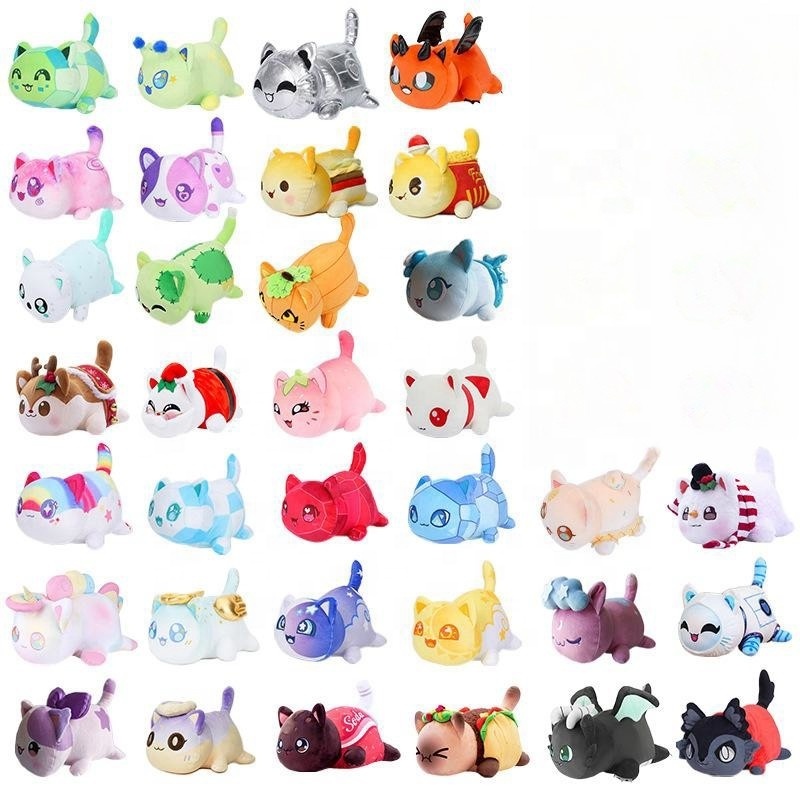 DL12 Custom Cute Cat Plush Stuffed Cat Plush Toys Super Soft Meow Cat Food Plushie Anime Fans Collection Birthday Gift For Kids