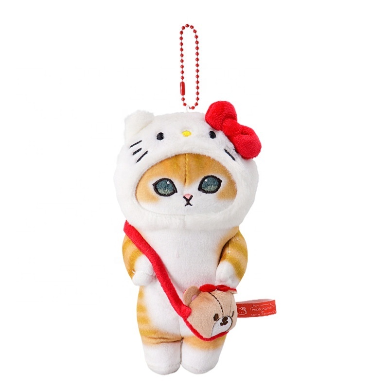 DL21050 Kawaii 18cm 6Styles Mofusands X Sanrios Hello Kitties Kuromis Bag Pendant Mofusands Cat Plush Toy