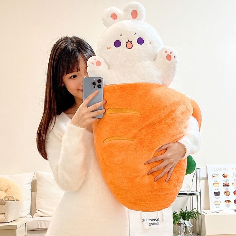 DL1231230 Large Taiyaki Cat Plush Pillow Cute Kitten Inside Fish 2 In 1 Funny Stuffed Animals Rabbit Toys In Carrot Soft Toys-