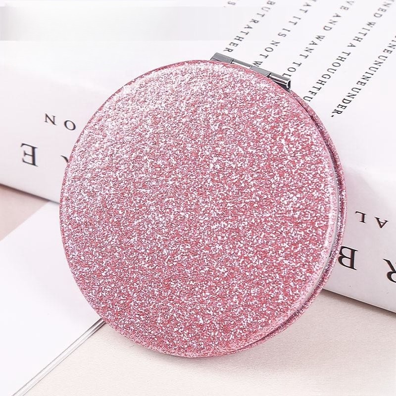 DL1231230 Bulk Blank Round Foldable Cute Mini Glitter Makeup Cosmetic Mirror Travel Glitter Pocket Compact Makeup Mirrors