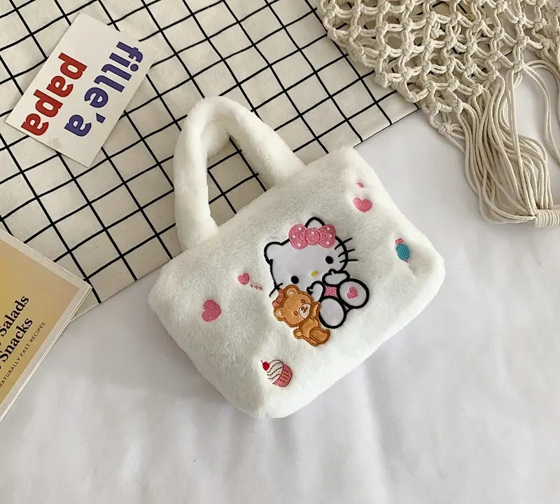 DOULUO Sanrioo Tote Handbags Kuromi Soft Cute Plush Bags Kawaii My Melody Top Selling Products 2023 Plush Bags