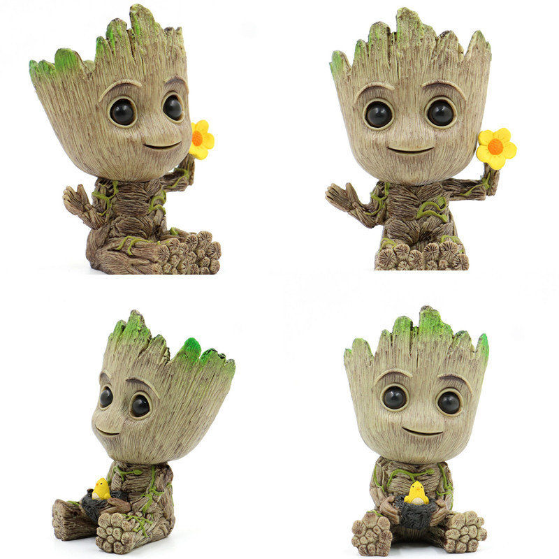 DOULUO indoor Flower Pot Baby Groot Face Planter Pots Cartoon Design Garden Succulent Bonsai Pots Balcony Decoration