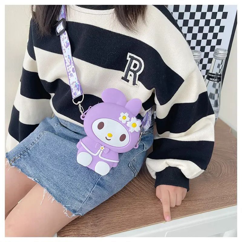 DOULUO Hot Selling Sanrioo Kawaii Melody Crossbody Bag Cartoon Kuromi Silicone Large Capacity Bag Cute Sanrioo Shoulder Bag For