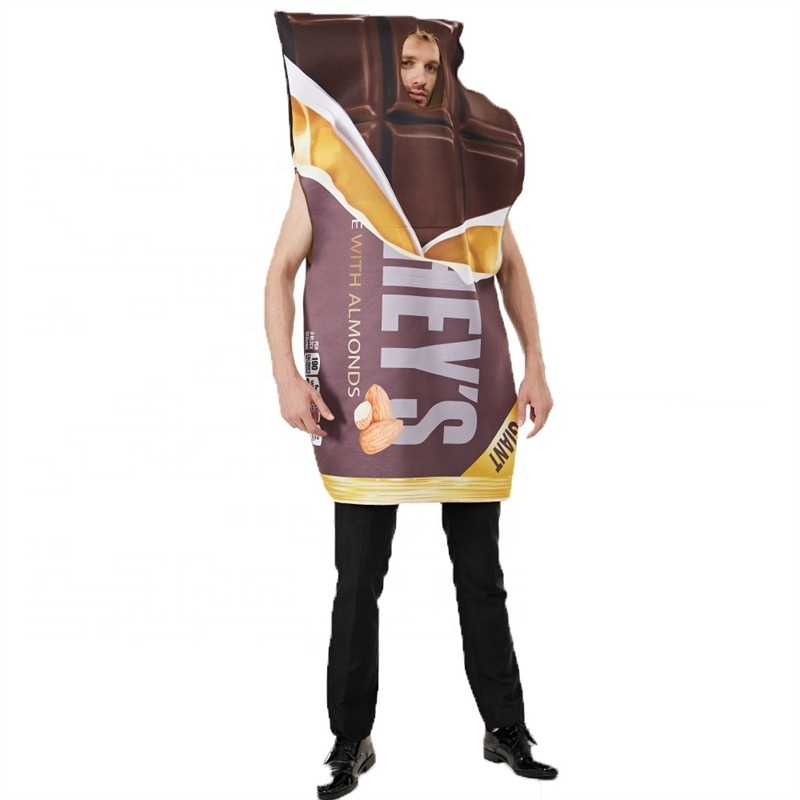 DL3381 Halloween party one piece stage clothes peanut butter chocolate bar cosplay couple costume onesie fun costume