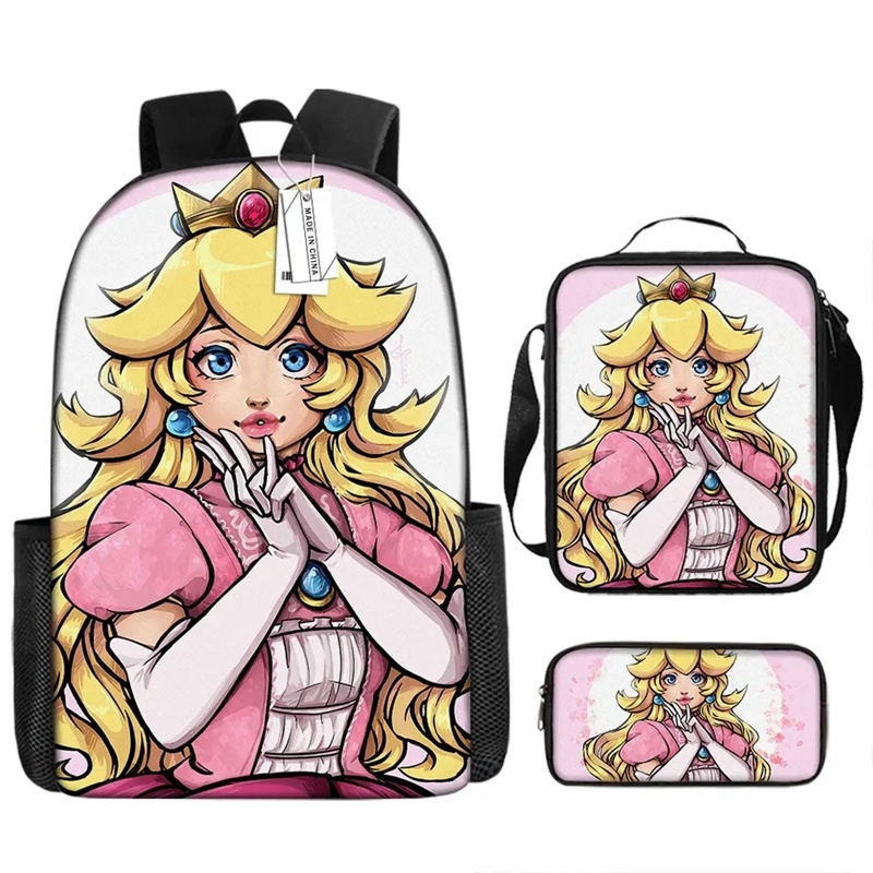 DOULUO Large School Bags Set Girls Children Backpack Kids Anime Peach Princess Printed Primary Mochila School Bagpack