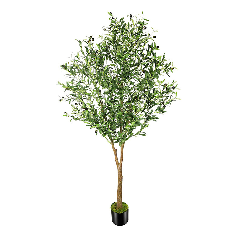 OXLLXO 6ft Full Artificial Olive Tree (72in) with Plastic Nursery Pot Faux Olive Silk Tree, Fruits Plant for Office House