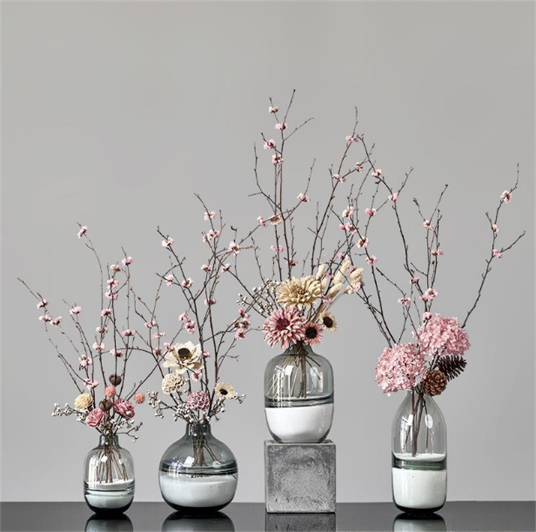 Floor-to-ceiling flower arrangement peach blossom dried branches flower dead branches decoration living room home furnishings