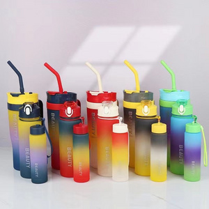 New Design Set Plastic Bottles Plastic 40oz Tumbler 3 In 1 Water Bottle Gradient Sports Gym Drink Bottle With Straw And Handle