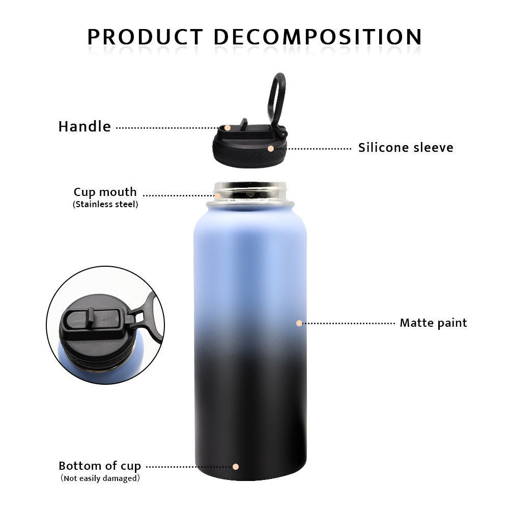 Sports Water Bottle Flask Leak Proof Stainless Steel Gym Bottles Double Walled Thermos 32 Oz Insulated Water Bottle With Straw