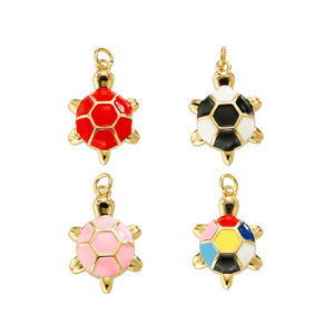 Vintage Cute Colorful Turtle Enamel Charms for Necklaces Drop Oil Pendants Earrings DIY Charms for Trendy Jewelry Making