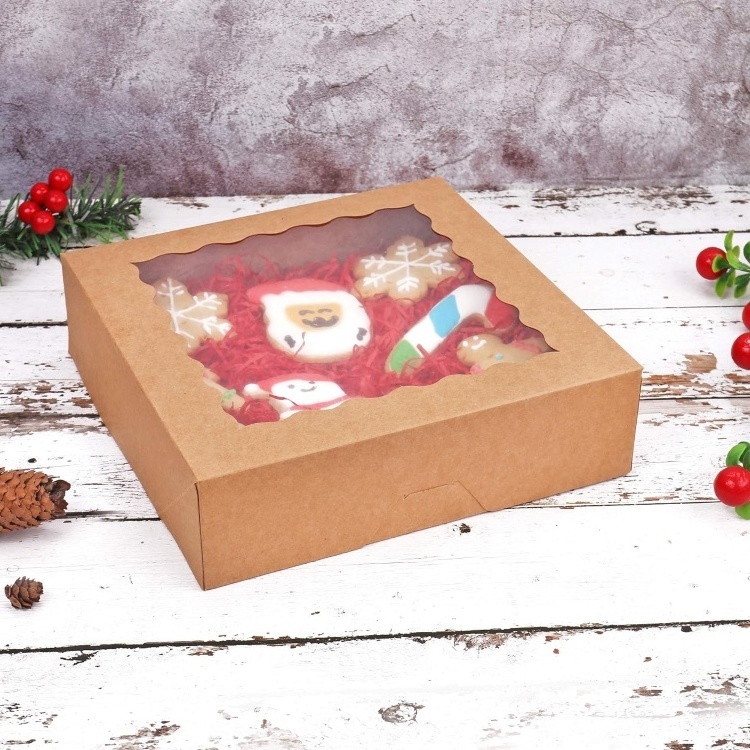 pizza box Kraft paper paper box with window doughnut egg tart pastry baking box