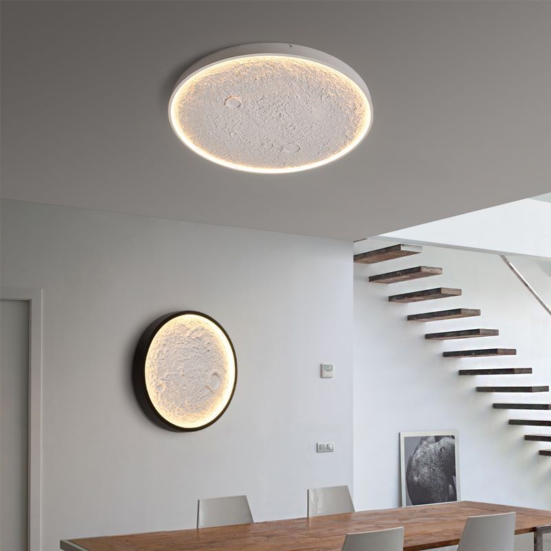 Nordic modern simple creative personality design moon plaster wall lamp for bedroom living room study